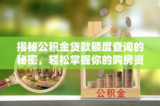 开阳揭秘公积金贷款额度查询的秘密，轻松掌握你的购房资金